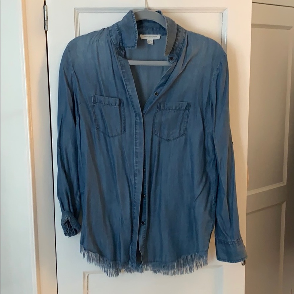 Chambray button down with gray detail